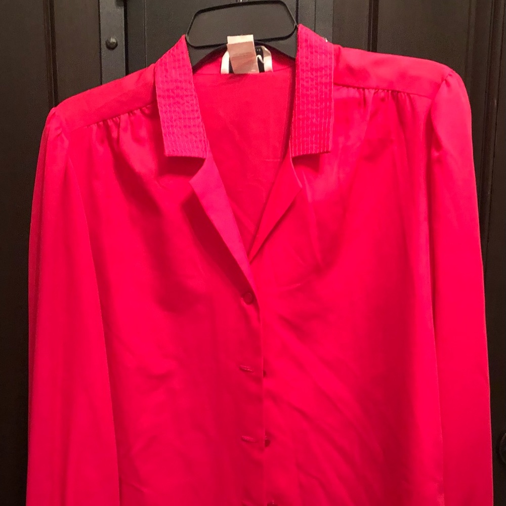 Pink silky blouse, petite